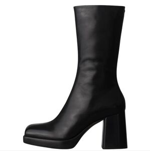 Rag & Bone Matrix Black Leather Zip Mid Boots...Size 40/US 10